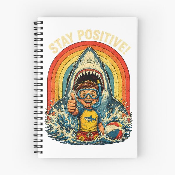 Item preview, Stay Positive Funny Shark 80s Retro Distressed Motivational T-Shirt designed and sold by KTY-NUSS.