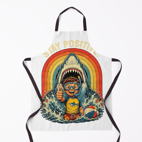 Item preview, Stay Positive Funny Shark 80s Retro Distressed Motivational T-Shirt designed and sold by KTY-NUSS.
