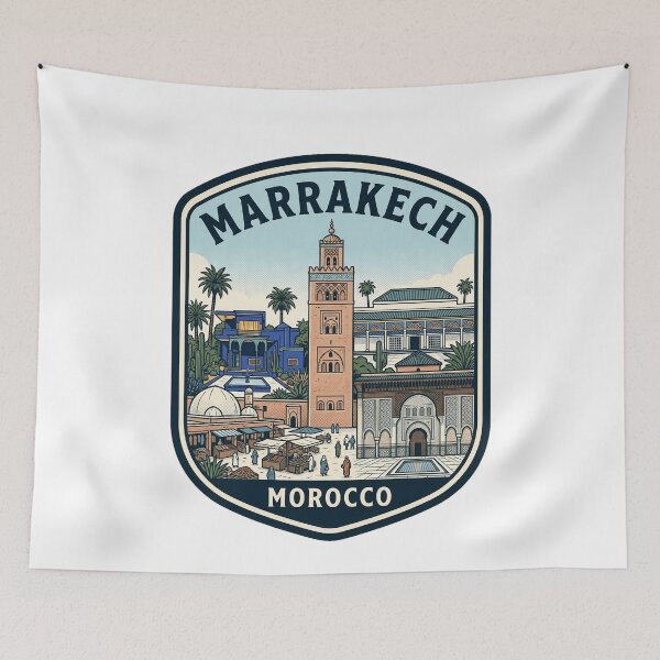 Item preview, Vintage Marrakech Morocco Travel Badge Illustration designed and sold by k3rstman1.
