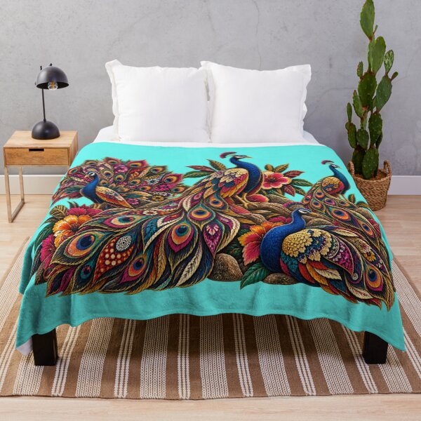 Item preview, Vintage Colorful Peacock Family – Exotic Floral Peacock Art designed and sold by Awarrie.