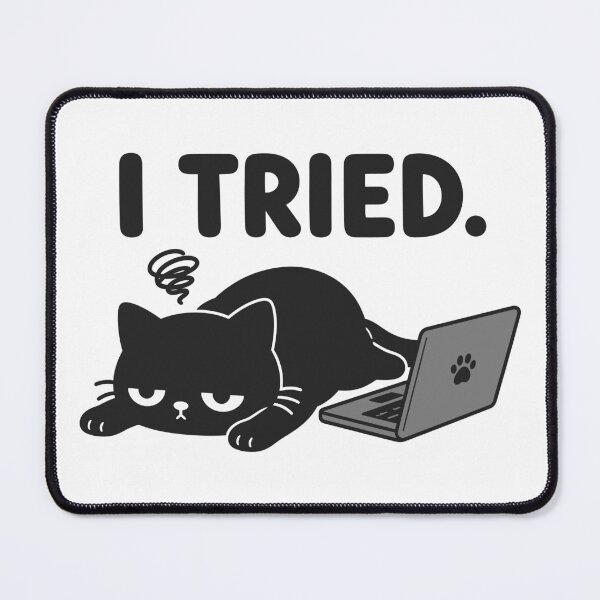Item preview, I Tried Funny Exhausted Cat Sticker – Relatable Lazy Cat Laptop Humor designed and sold by tindian.