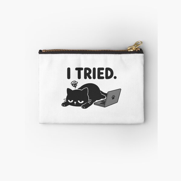 Item preview, I Tried Funny Exhausted Cat Sticker – Relatable Lazy Cat Laptop Humor designed and sold by tindian.