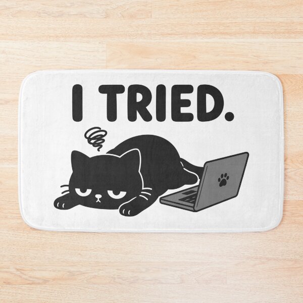 Item preview, I Tried Funny Exhausted Cat Sticker – Relatable Lazy Cat Laptop Humor designed and sold by tindian.