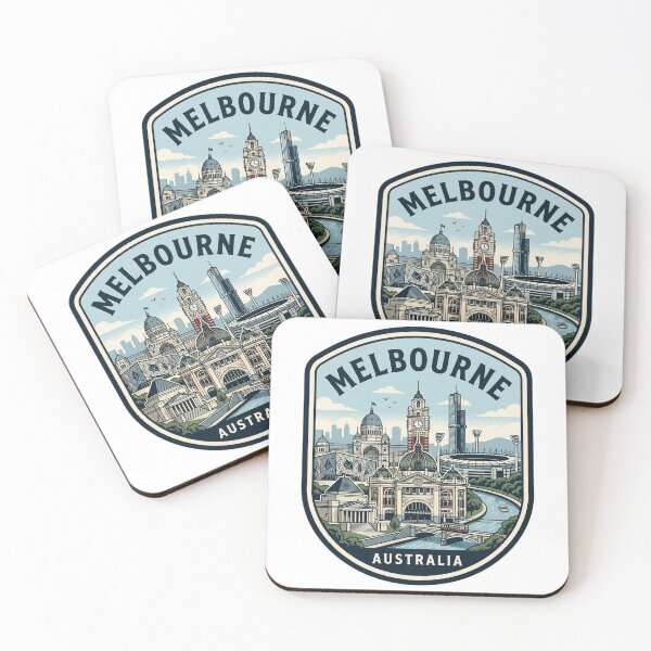 Item preview, Melbourne Australia Retro Skyline Travel Badge designed and sold by k3rstman1.