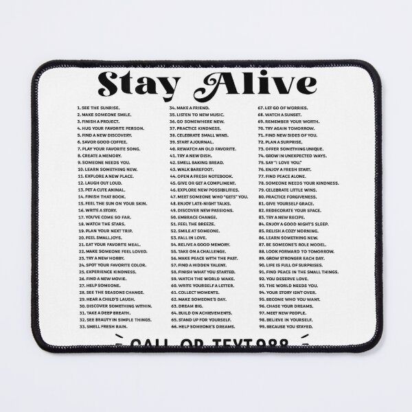 Item preview, List of 99 Reasons to Stay Alive - Mental Health Awareness T-Shirt designed and sold by JJLetterDesigns.