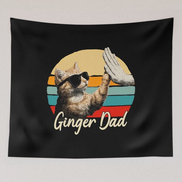 Item preview, Ginger Dad Cat High Five Retro Sunset Vintage designed and sold by OlyvieArt.