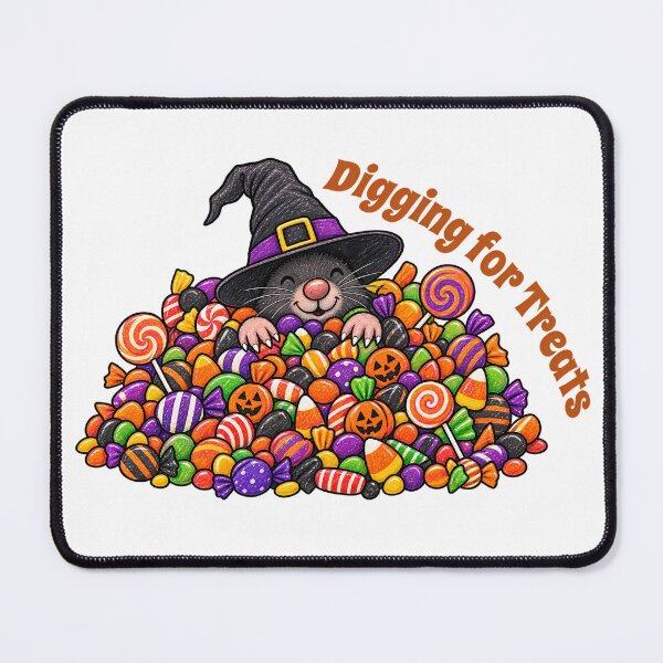 Item preview, Digging for Treats – Halloween Mole with Witch Hat and Candy designed and sold by Buli89.