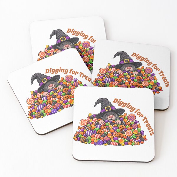 Item preview, Digging for Treats – Halloween Mole with Witch Hat and Candy designed and sold by Buli89.