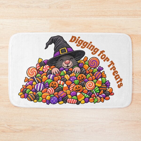 Item preview, Digging for Treats – Halloween Mole with Witch Hat and Candy designed and sold by Buli89.
