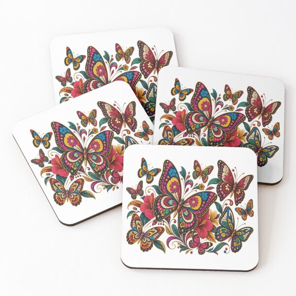 Item preview, Vintage Colorful Butterfly Garden – Ornate Floral Butterfly Art designed and sold by Awarrie.
