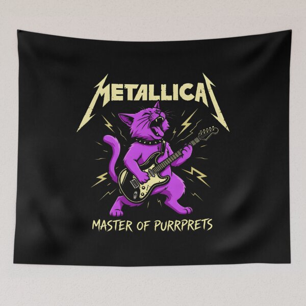 Item preview, Metallica Master of Purrprets Purple Cat Playing Guitar designed and sold by GPalumboArt.