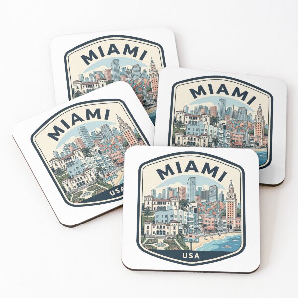 Item preview, Retro Miami Florida Travel Badge Skyline Illustration designed and sold by k3rstman1.
