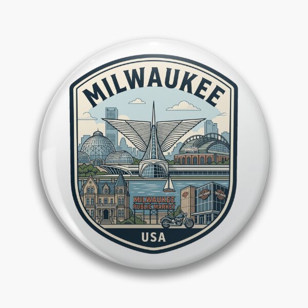 Item preview, Milwaukee Wisconsin Skyline Retro Badge designed and sold by k3rstman1.