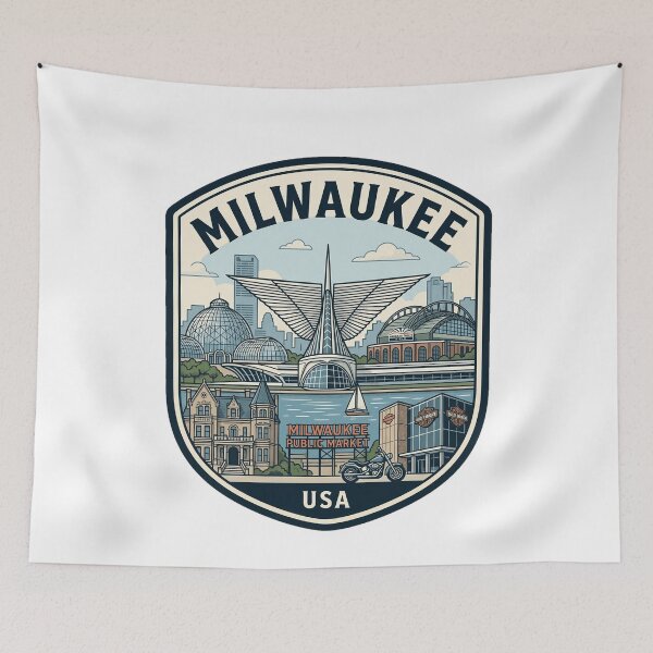 Item preview, Milwaukee Wisconsin Skyline Retro Badge designed and sold by k3rstman1.
