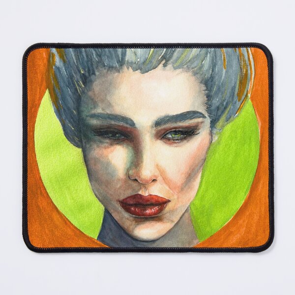 Item preview, Watercolour Woman Portrait, Orange Green Surreal Art | Unbowed designed and sold by ArithraStudio.