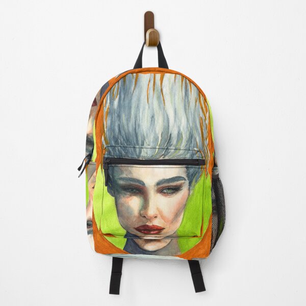 Item preview, Watercolour Woman Portrait, Orange Green Surreal Art | Unbowed designed and sold by ArithraStudio.