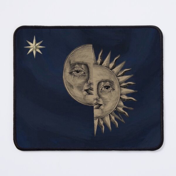 Item preview, Vintage Split Sun and Moon Celestial Face - Whimsigoth Print designed and sold by BrontesWhimsyStore.