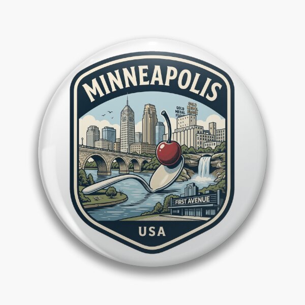Artikelvorschau, Retro-Reiseabzeichen mit Skyline von Minneapolis, Minnesota entworfen und verkauft von k3rstman1.