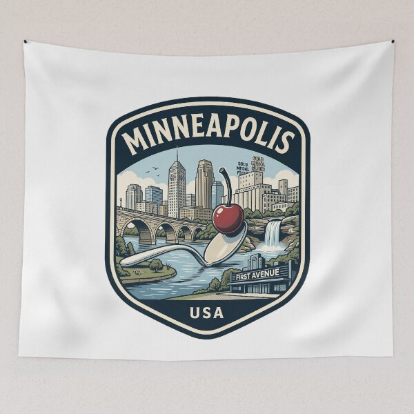 Item preview, Minneapolis Minnesota Skyline Retro Travel Badge designed and sold by k3rstman1.