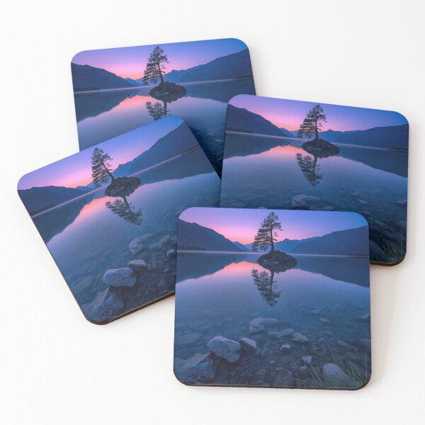 Item preview, The Last Light of Stillness — Lone Tree Lake & Mountain Reflection Nature Art designed and sold by VeloraNature.