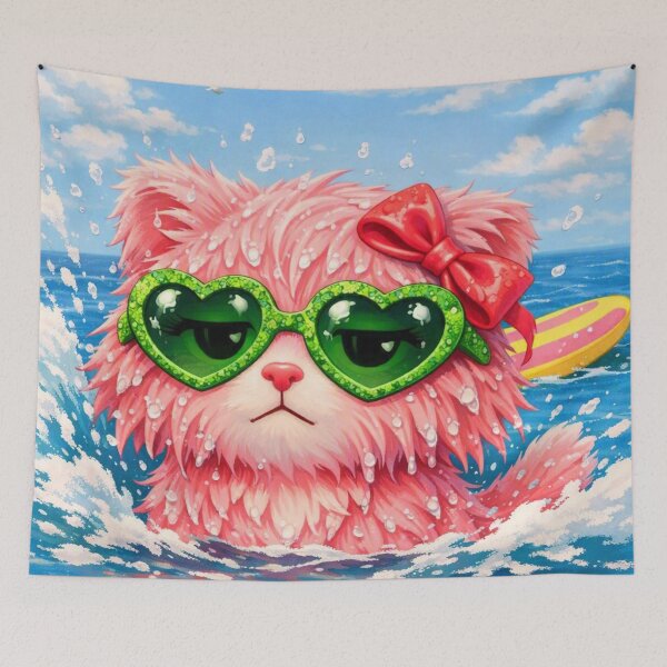 Item preview, Mimi Mew Wet Cat – Funny Surf Fall Poker Face Art designed and sold by Lalala cute.