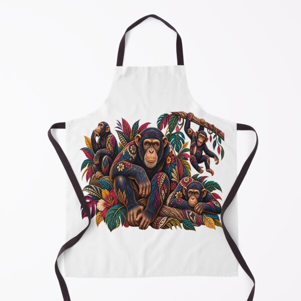 Item preview, Vintage African Print Chimpanzees – Colorful Tropical Monkey Wildlife Art designed and sold by Awarrie.