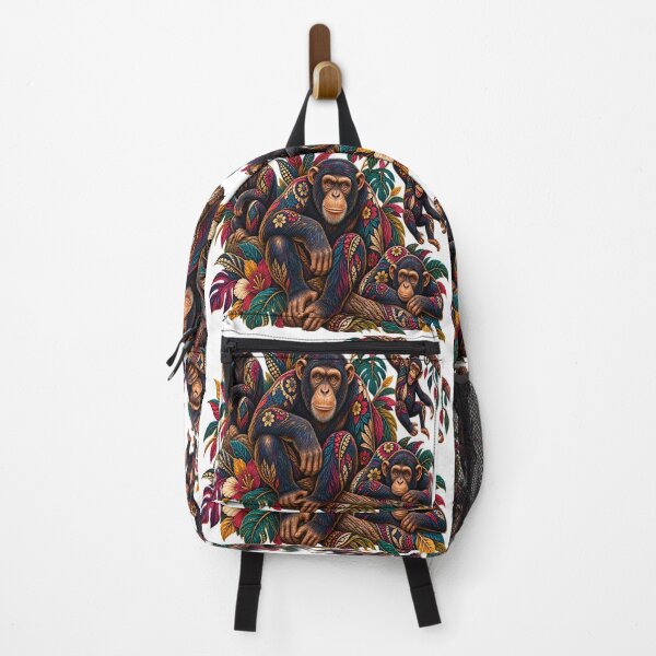 Item preview, Vintage African Print Chimpanzees – Colorful Tropical Monkey Wildlife Art designed and sold by Awarrie.