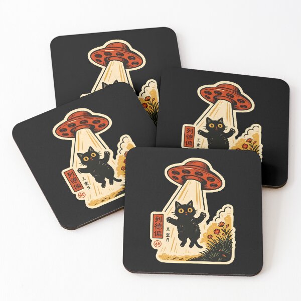 Item preview, UFO Cat Abduction Retro Illustration Art designed and sold by OlyvieArt.