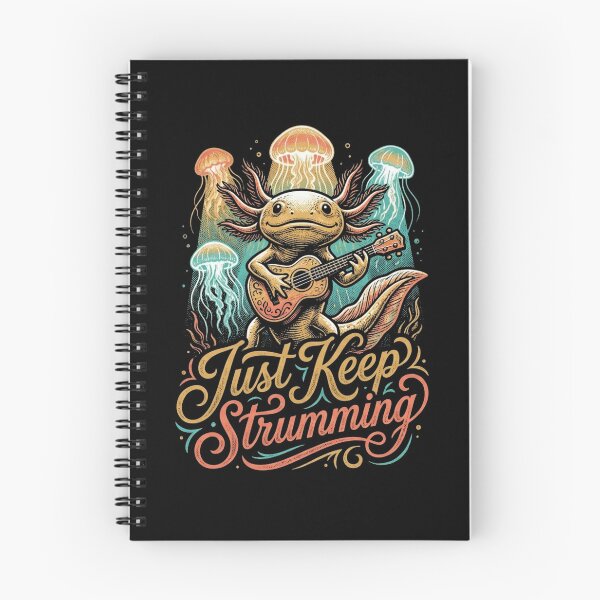 Item preview, Just Keep Strumming Ukulele Playing Axolotl Jellyfish Concert designed and sold by TeNovaStudio ⭐⭐⭐⭐⭐.