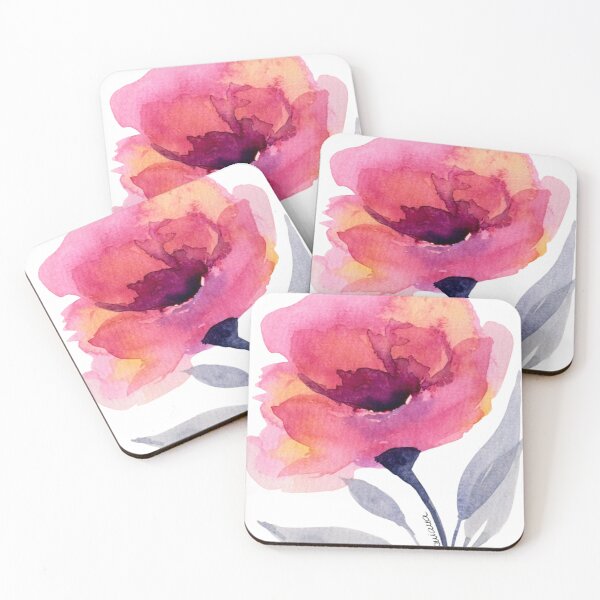 Item preview, Coral Pink Watercolour Flower Print, Botanical Wall Art | Opening to Light designed and sold by ArithraStudio.