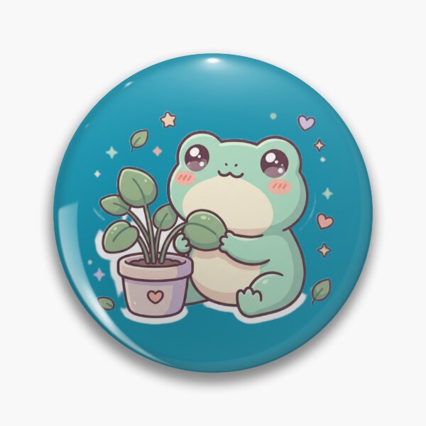 Item preview, Kawaii Plant Lover Frog – Cute Frog with Potted Plant designed and sold by Tinydoodlenest .