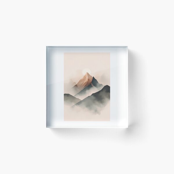 Item preview, Minimalist Foggy Mountain Peak Sunrise Soft Pastel Art designed and sold by mijaczeek.
