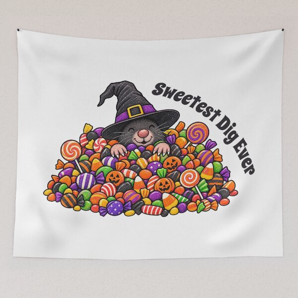 Item preview, Sweetest Dig Ever – Cute Halloween Mole with Candy designed and sold by Buli89.