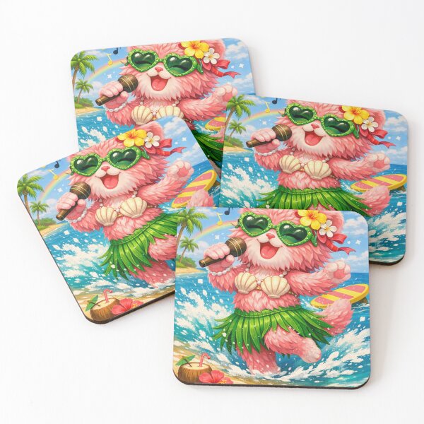 Item preview, Mimi Mew Singing on the Beach – Tropical Hula Cat Art designed and sold by Lalala cute.