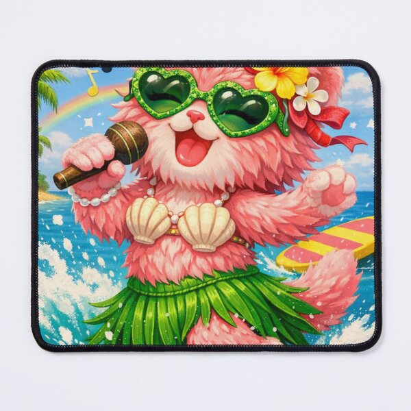 Item preview, Mimi Mew Singing on the Beach – Tropical Hula Cat Art designed and sold by Lalala cute.