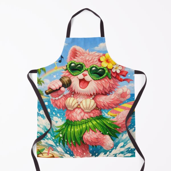 Item preview, Mimi Mew Singing on the Beach – Tropical Hula Cat Art designed and sold by Lalala cute.