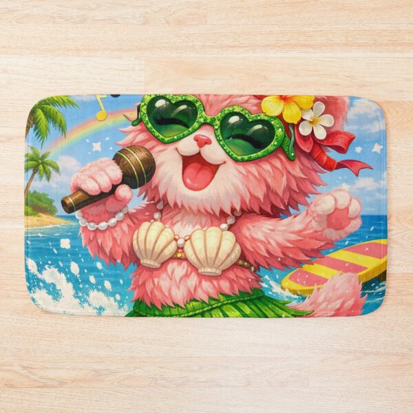 Item preview, Mimi Mew Singing on the Beach – Tropical Hula Cat Art designed and sold by Lalala cute.