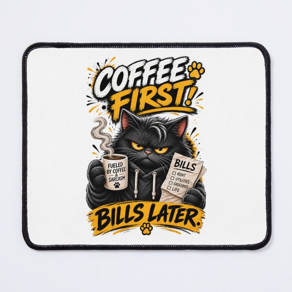 Item preview, Coffee First Bills Later Grumpy Cat Sarcastic Humor designed and sold by AgnesDream.