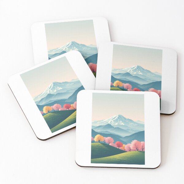 Aperçu de l'œuvre Japanese Spring Cherry Blossom Mountain Peak Landscape Art créée et vendue par mijaczeek.