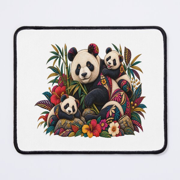 Item preview, Vintage African Print Panda Family – Colorful Bamboo Panda Wildlife Art designed and sold by Awarrie.
