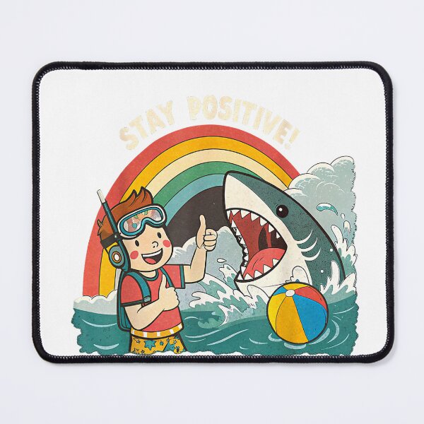 Item preview, Stay Positive Funny Shark Rainbow Cartoon Art T-Shirt designed and sold by JJLetterDesigns.