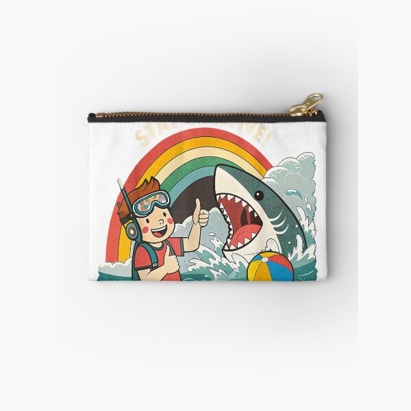 Item preview, Stay Positive Funny Shark Rainbow Cartoon Art T-Shirt designed and sold by JJLetterDesigns.