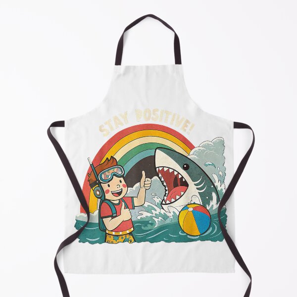 Item preview, Stay Positive Funny Shark Rainbow Cartoon Art T-Shirt designed and sold by JJLetterDesigns.