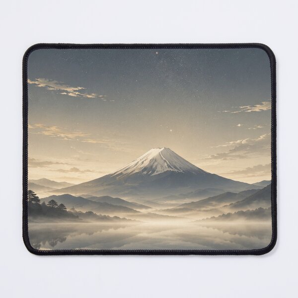 Item preview, Mount Fuji Under the Stars – Japandi Night Landscape Poster, Japanese Zen Wall Art, Serene Mountain Reflection Print designed and sold by LuminaKage.
