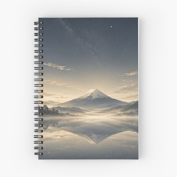 Item preview, Mount Fuji Under the Stars – Japandi Night Landscape Poster, Japanese Zen Wall Art, Serene Mountain Reflection Print designed and sold by LuminaKage.