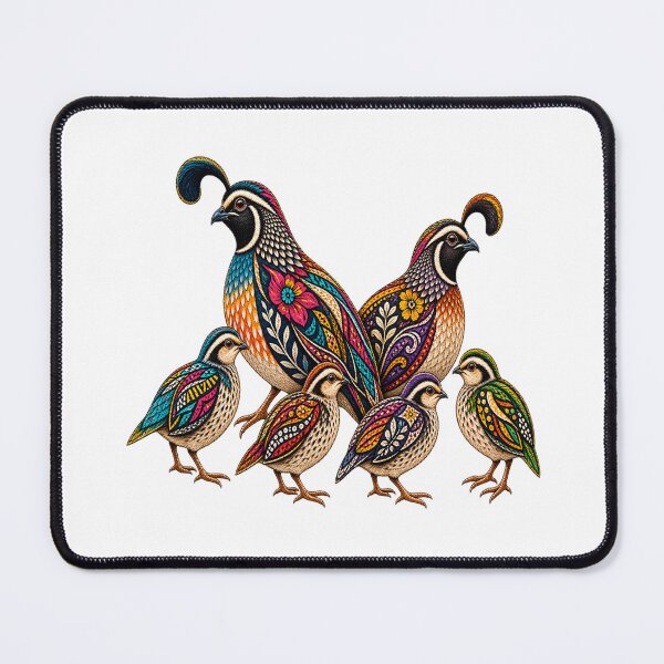 Item preview, Vintage Colorful Quail Family – Ornate Floral Quail Wildlife Art designed and sold by Awarrie.