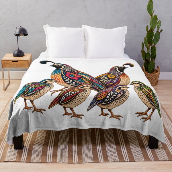 Item preview, Vintage Colorful Quail Family – Ornate Floral Quail Wildlife Art designed and sold by Awarrie.