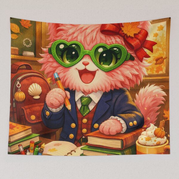 Item preview, Mimi Mew Autumn School Prep – Cozy Back‑to‑School Cat Art designed and sold by Lalala cute.