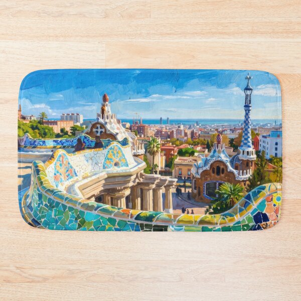 Item preview, Park Güell Mosaic Terrace Barcelona designed and sold by RedPeaStudio.
