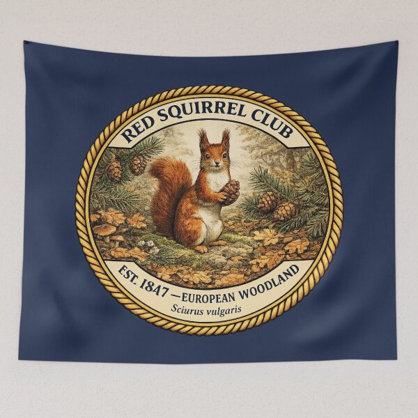 Item preview, Red Squirrel Club Vintage Badge European Woodland Art designed and sold by CalmCapy Co.